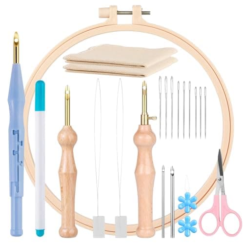 MSDADA 21PC Adjustable Punch Needle Kit with Hoop