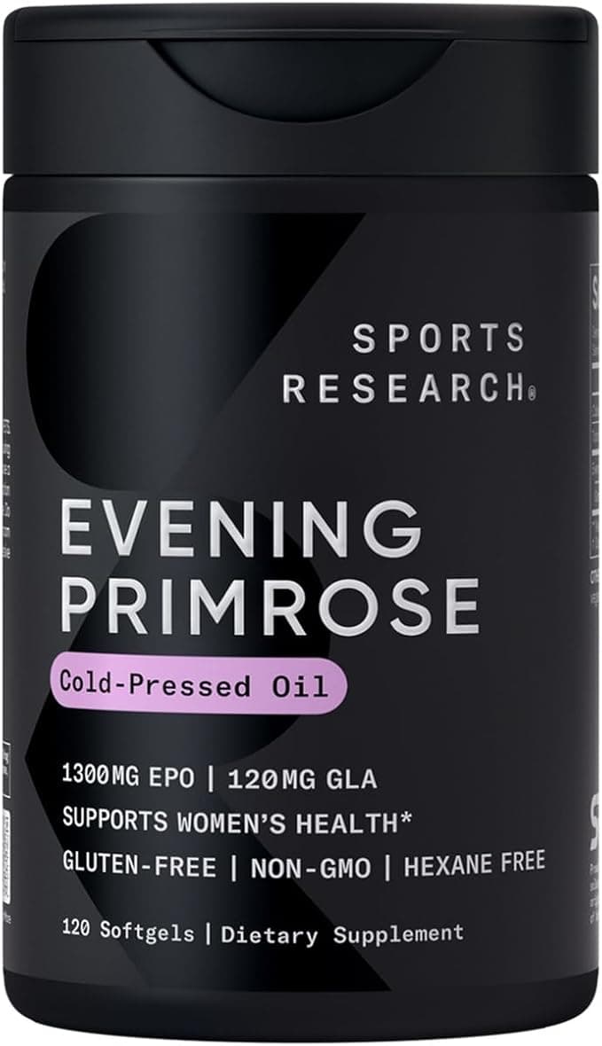 Sports Research Evening Primrose Oil 1300mg, Non-GMO, 120 Softgels