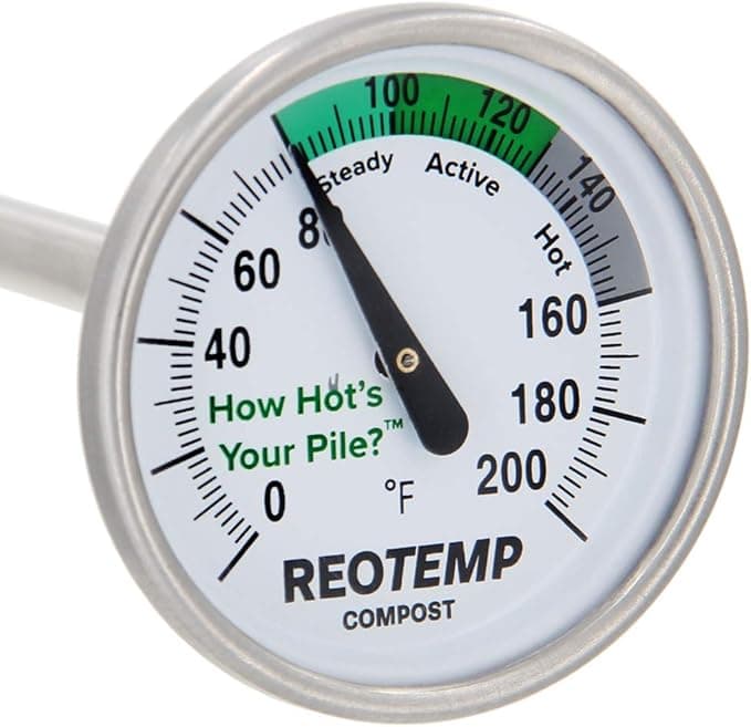 Compost Thermometer — 20-Inch Stainless Steel Probe with Easy-Read Dial