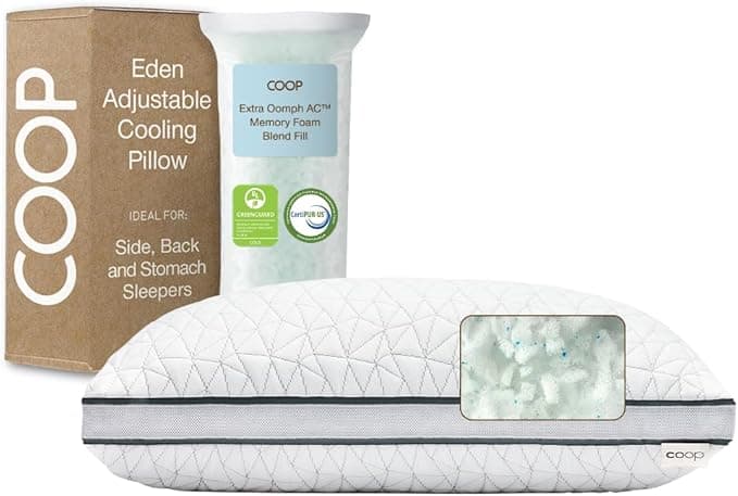 Coop Home Goods Eden Memory Foam Pillow — Cooling Gel-Infused, Adjustable