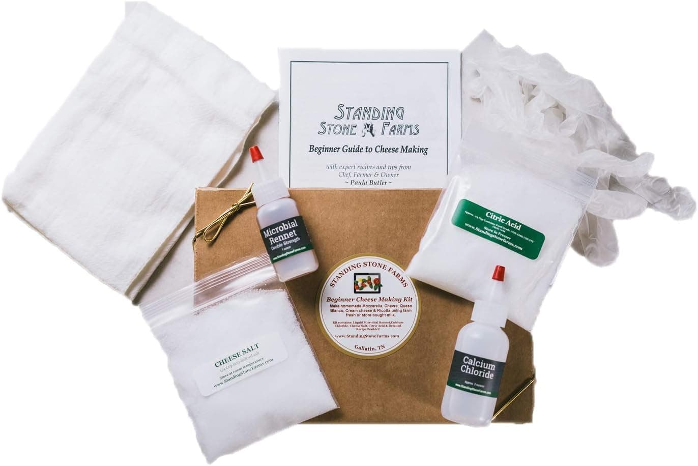 Standing Stone Farms Basic Beginner Cheese Making Kit - Mozzarella, Ricotta, Mascarpone, Chevre, Cream Cheese and More