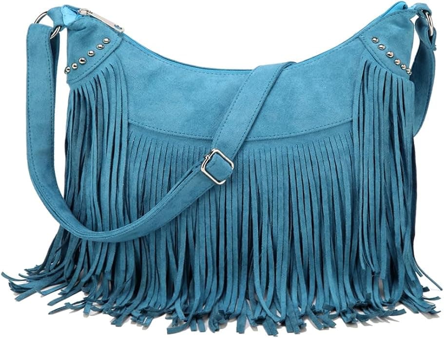 Women's Fringe Hobo Suede Shoulder Bag