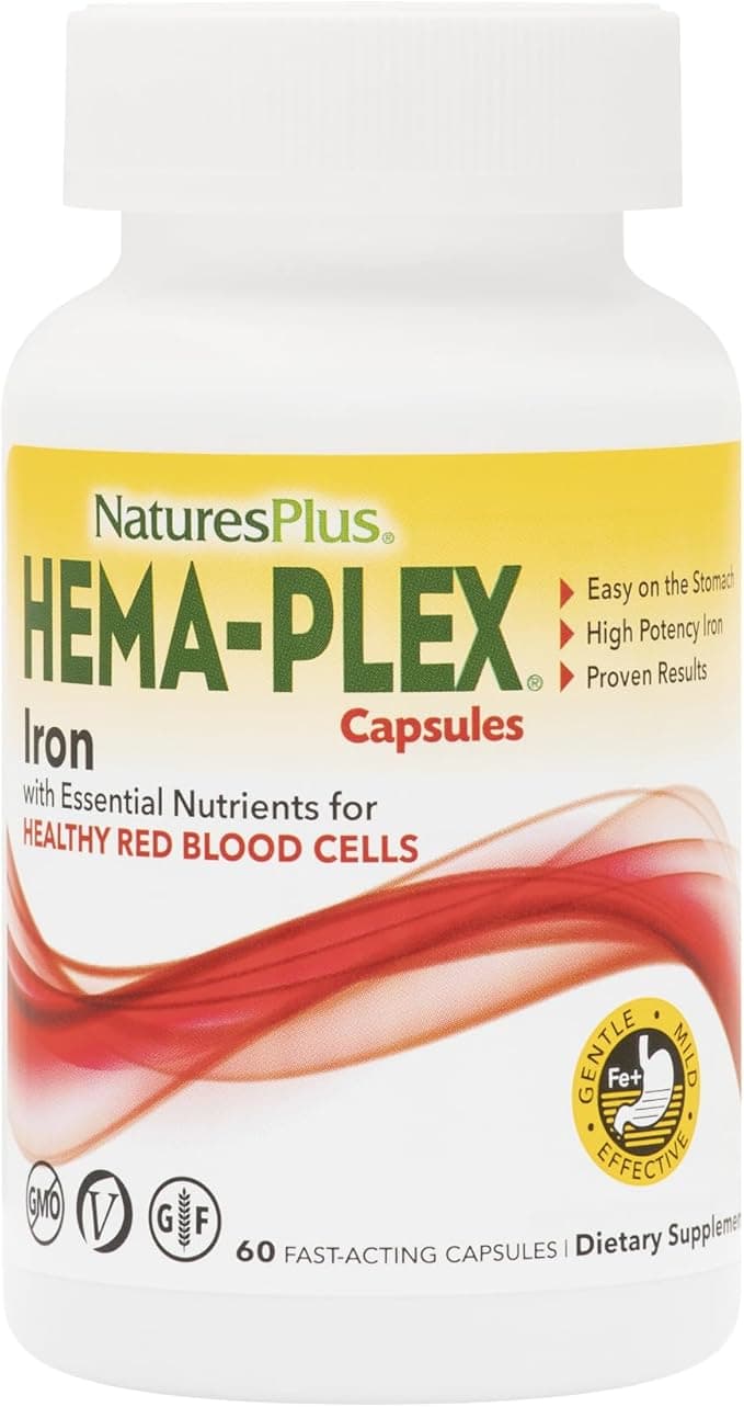 NaturesPlus Hema-Plex Iron – 60 Fast-Acting Capsules –
