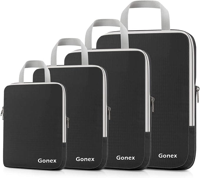 Gonex Compression Packing Cubes, 4pcs Expandable Storage Travel Luggag