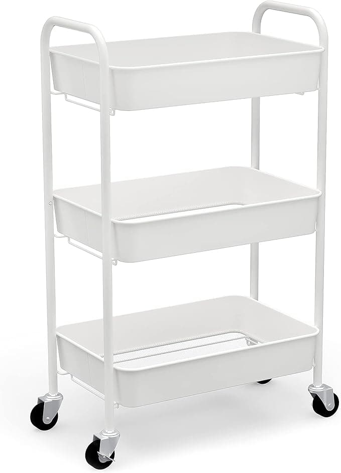 CAXXA 3-Tier Rolling Metal Storage Cart, Art Supply Organizer