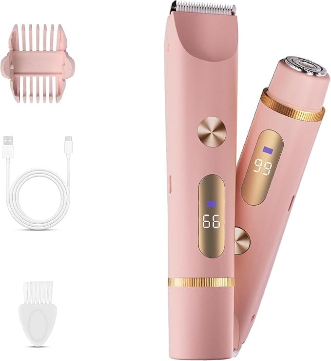 Bikini Trimmer for Women, 2-in-1 Electric Shaver, Wet & Dry Use