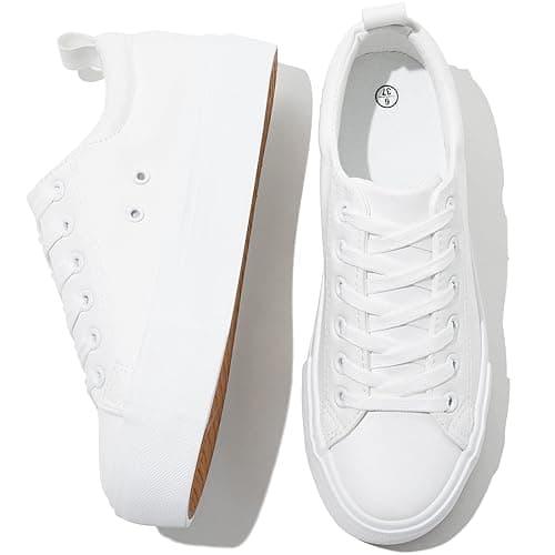 SERNIAL Womens White Platform Sneakers