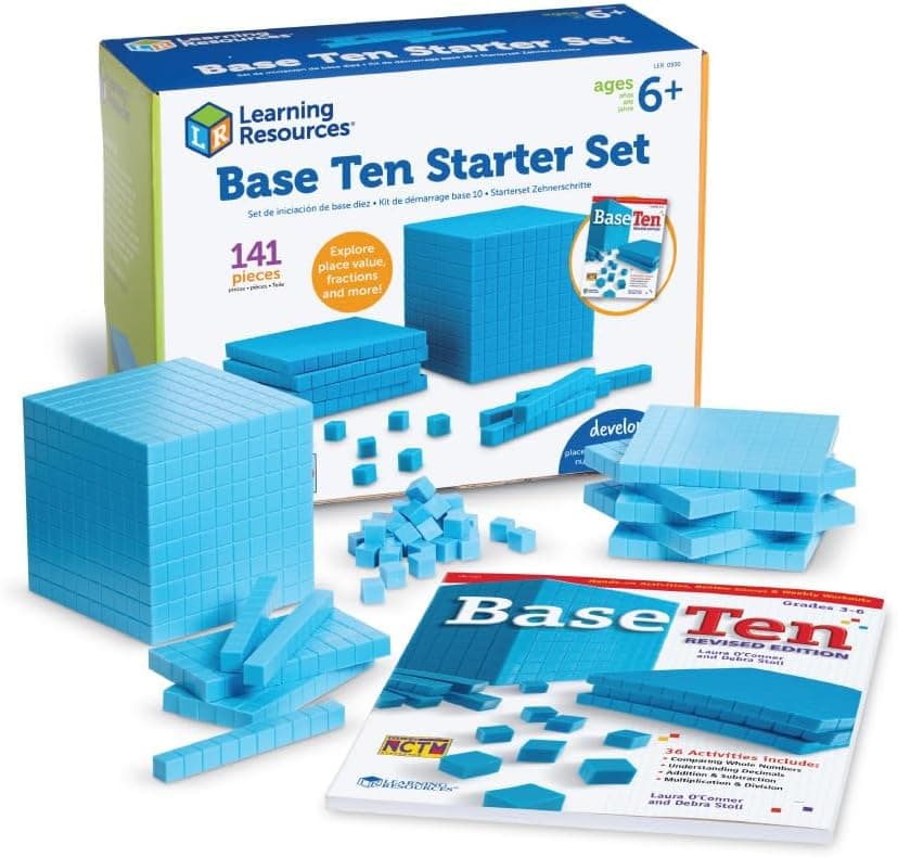 Learning Resources Plastic Base Ten Starter Set - Math Manipulatives for Elementary School, Learn Place Value