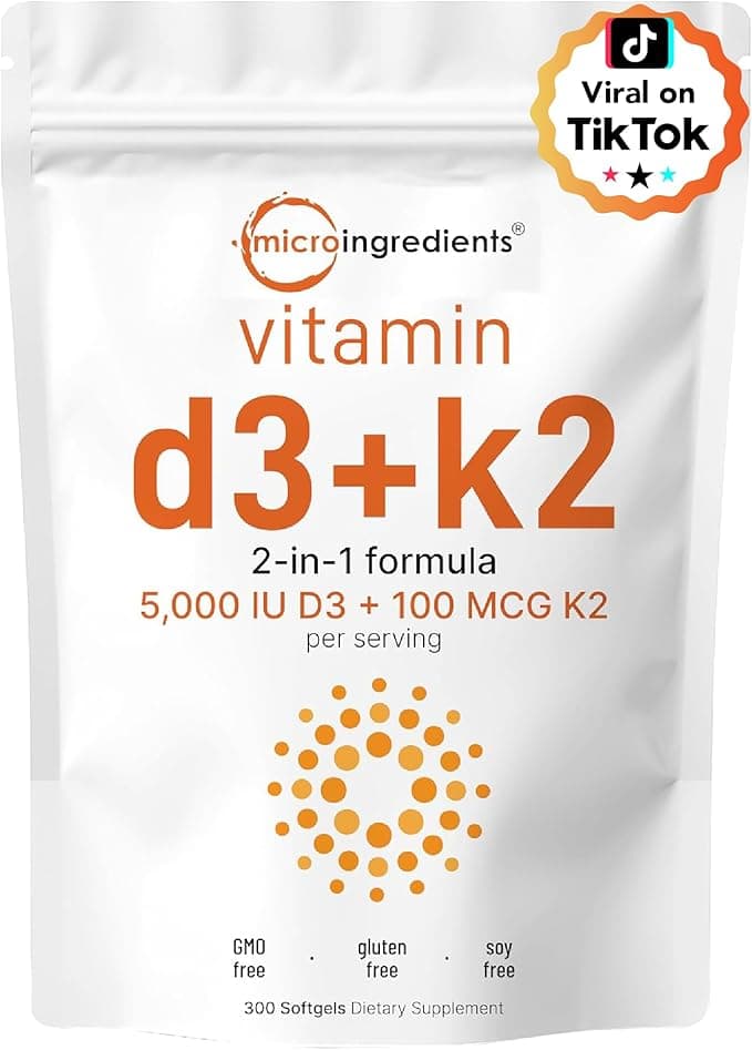 Micro Ingredients Vitamin D3 5,000 IU + K2 MK-7 100mcg