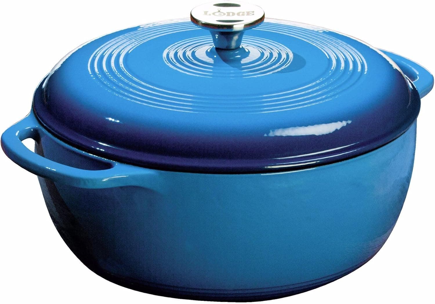 Lodge Essential Enamel Cast Iron Dutch Oven, 6 Qt, Caribbean Blue