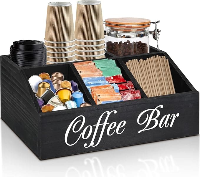 ugiftt Coffee Station Organizer for Countertop (Wood)
