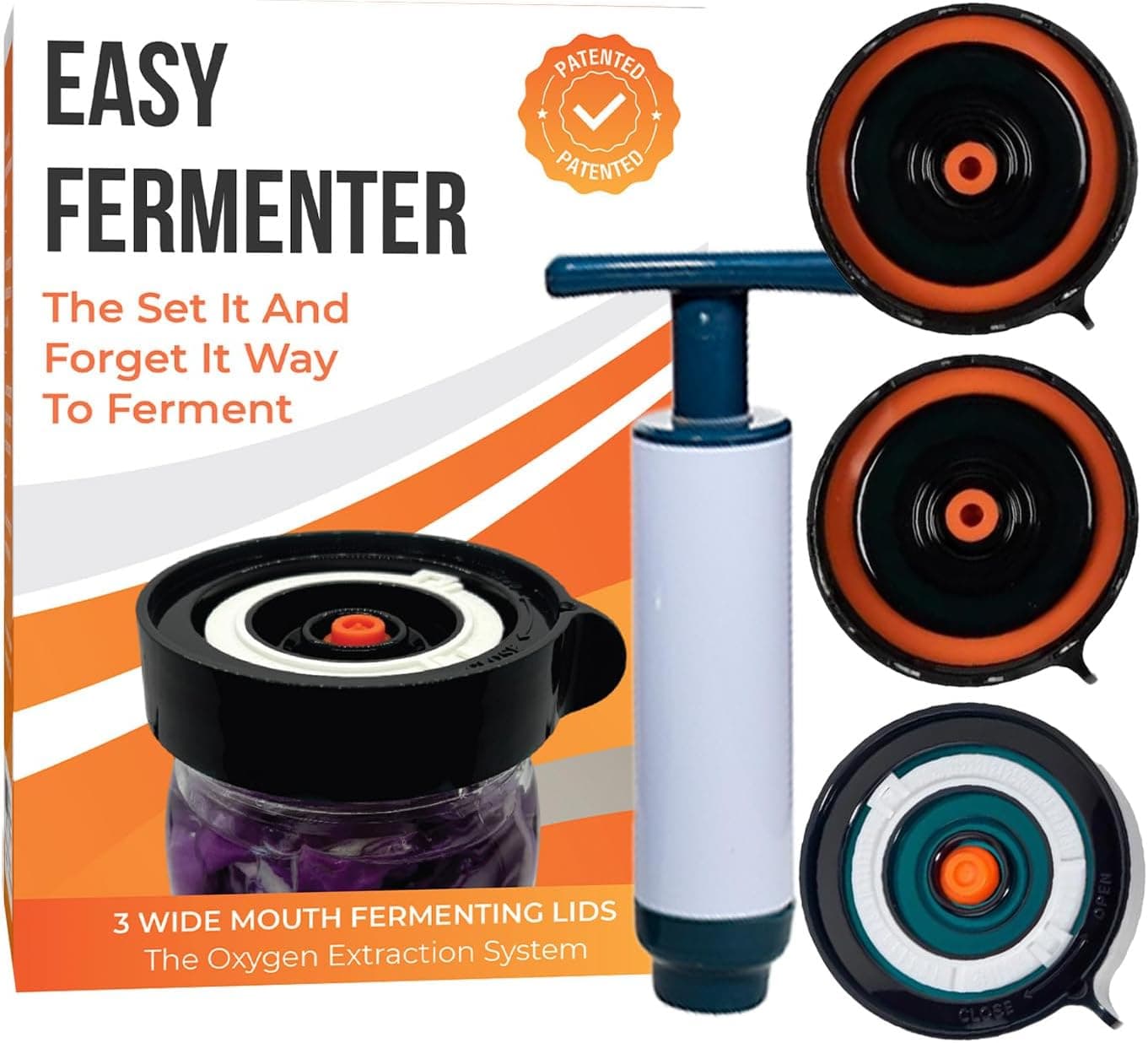 Nourished Essentials Easy Fermenter Kit - 3 Lids, Weights & Pump