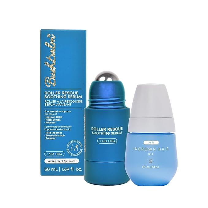 Bushbalm Ingrown Hair Roller Rescue And Nude Oil Bundle – Includes AHA