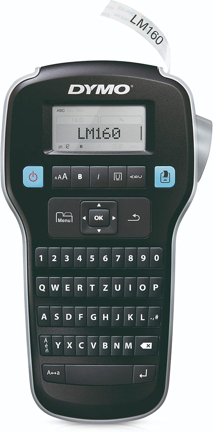 DYMO Label Maker LabelManager 160 Portable Label Maker, One-Touch Smart Keys, QWERTY Keyboard, for Home & Office Organization, Black