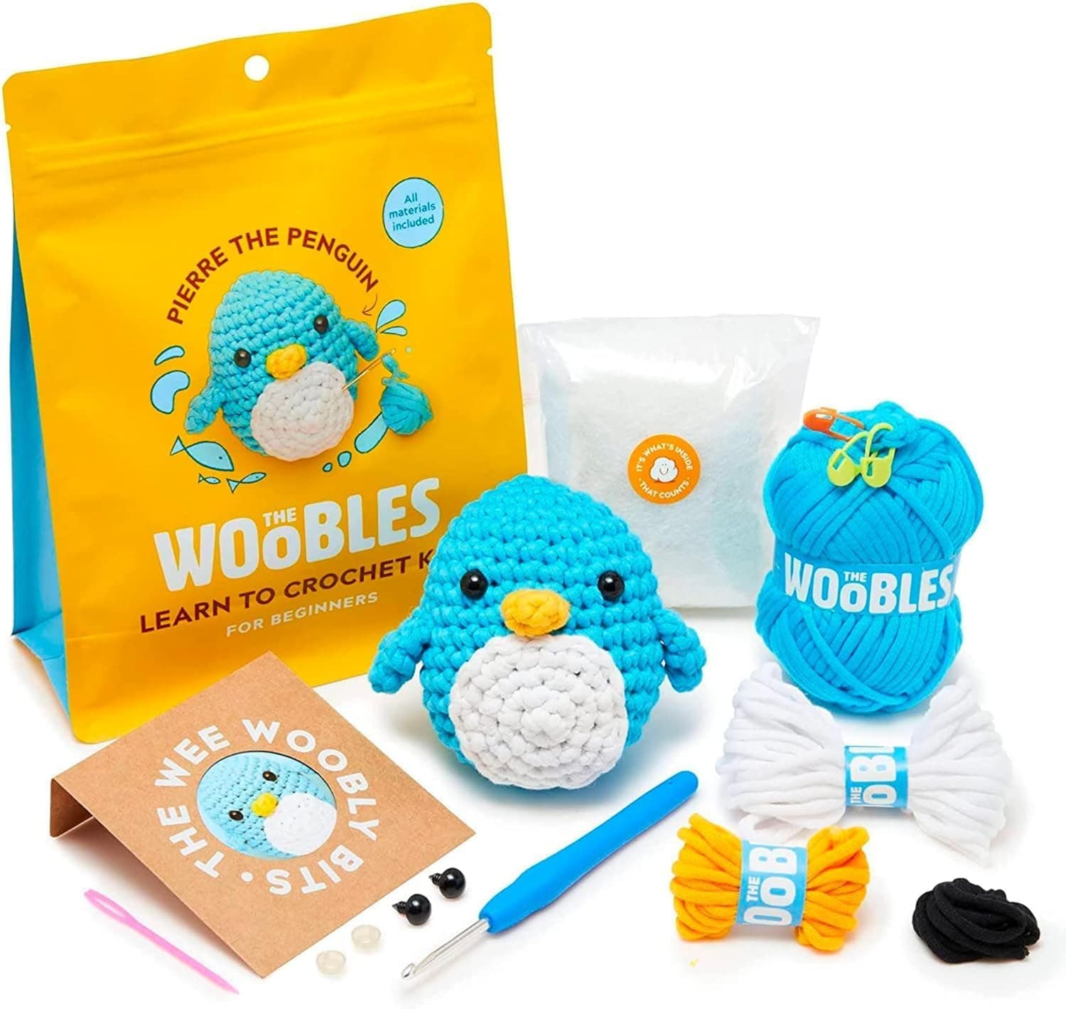 The Woobles Crochet Kit for Beginners, Pierre The Penguin