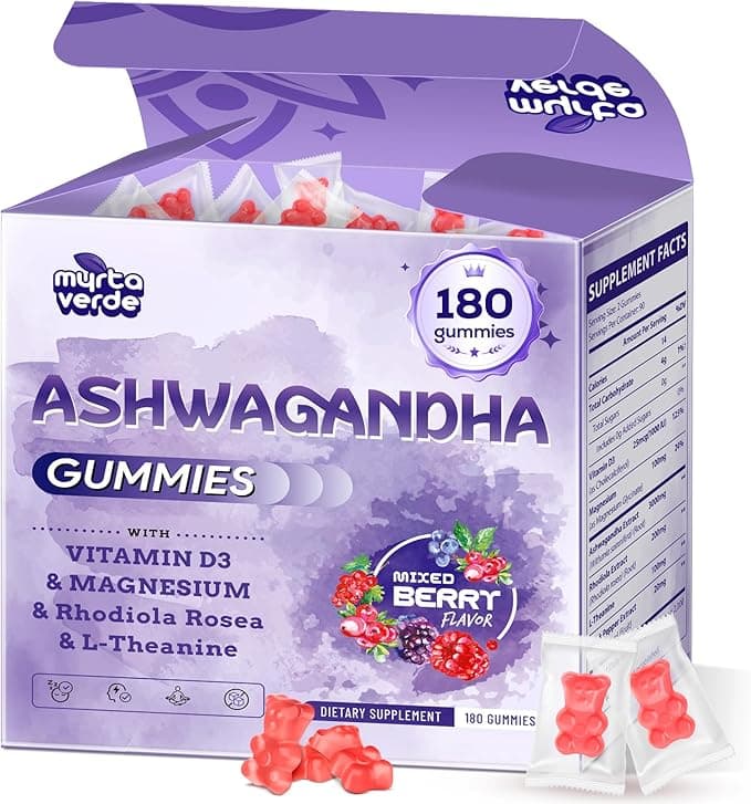 Ashwagandha 3000mg Gummies for Women & Men — Extra Strength, 180 Count