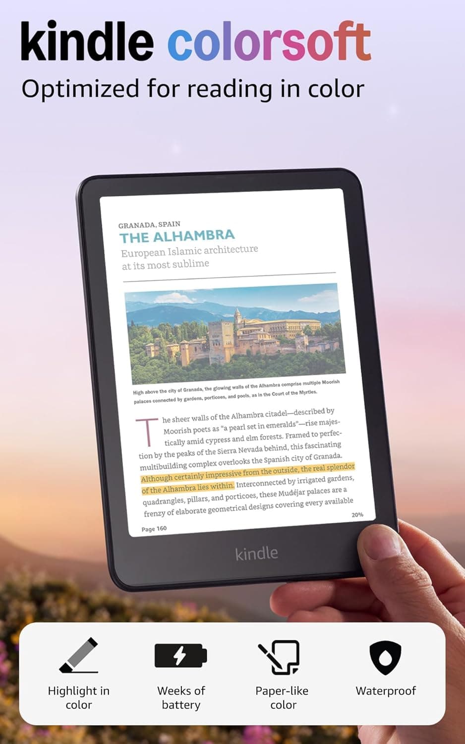 Amazon Kindle Colorsoft 16 GB (newest model), with color display that brings covers and content to life, highlight in color, no ads, Black