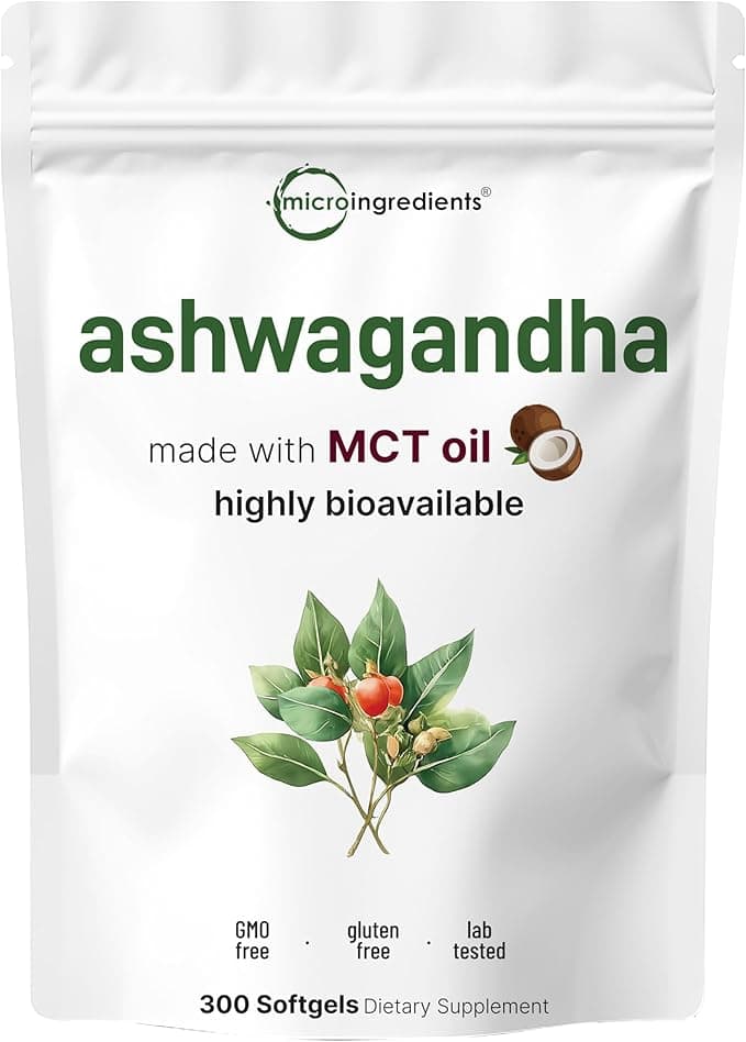 Micro Ingredients Ashwagandha with Coconut MCT Oil Softgels + Black Pepper