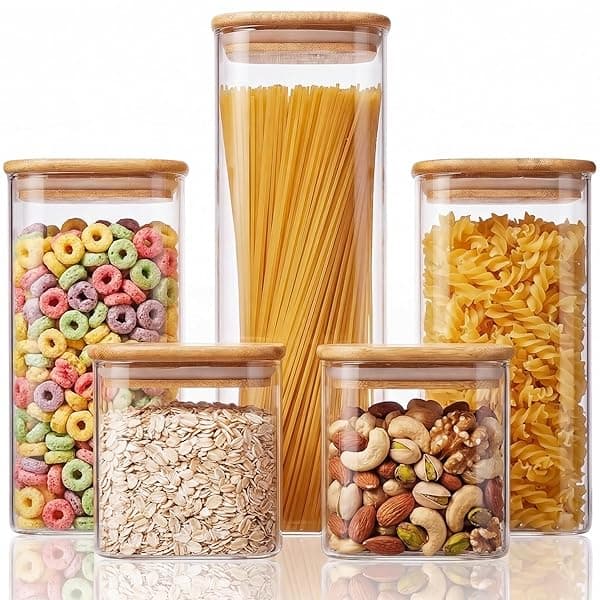 Glass Storage Jars with Bamboo Lids