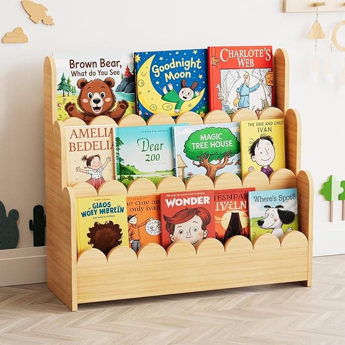 Kids' Front-Facing Bookshelf — Wooden Book Display Rack