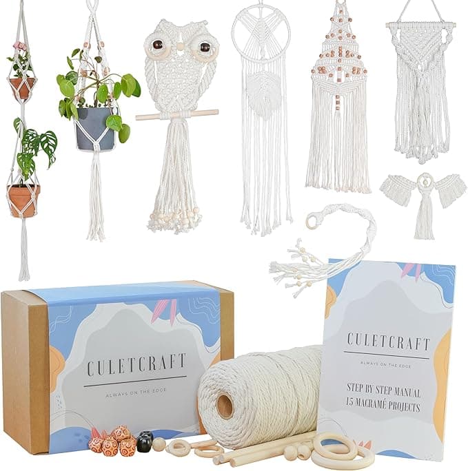 CULETCRAFT Macrame Starter Kit 153pc with 15-Project Book