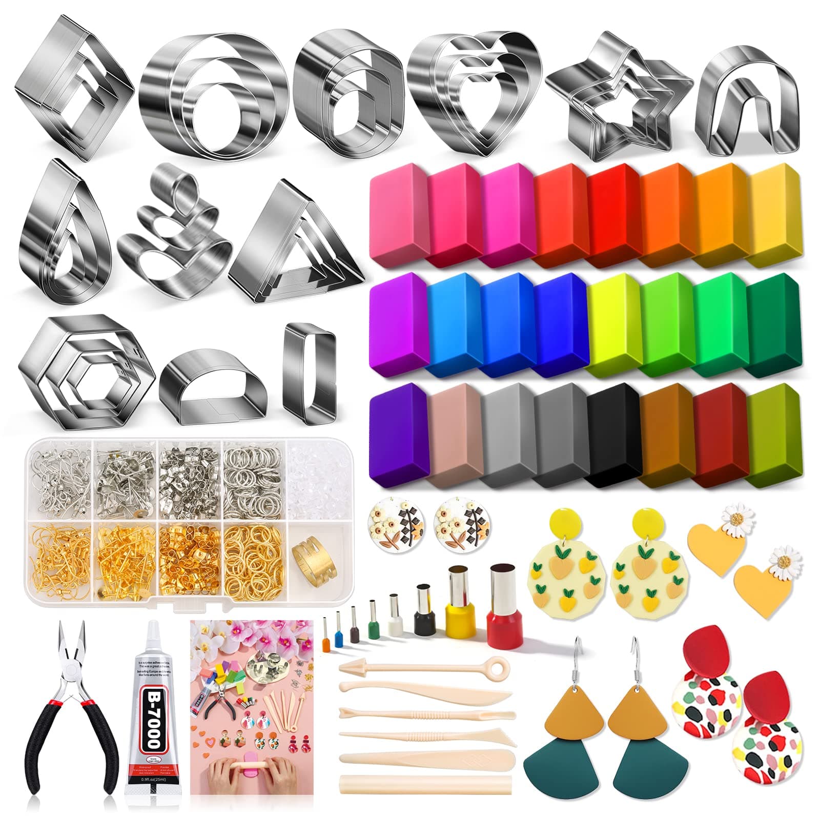 THE CLAYFUL CO. Polymer Clay Earring Making Kit for Adults, 40 Pairs