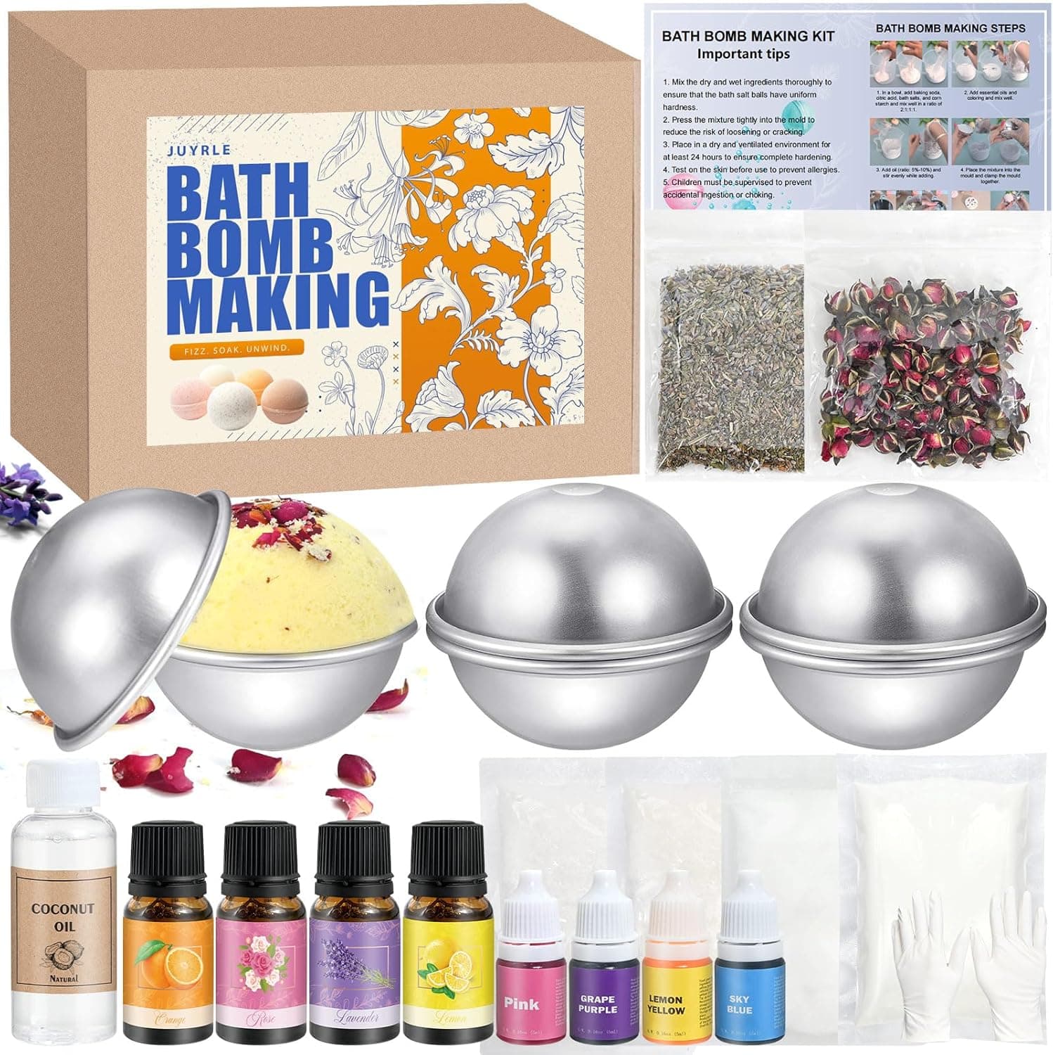 Dewiitine DIY Bath Bomb Making Kit, 33 Pcs with Molds, Soap Making Supplies