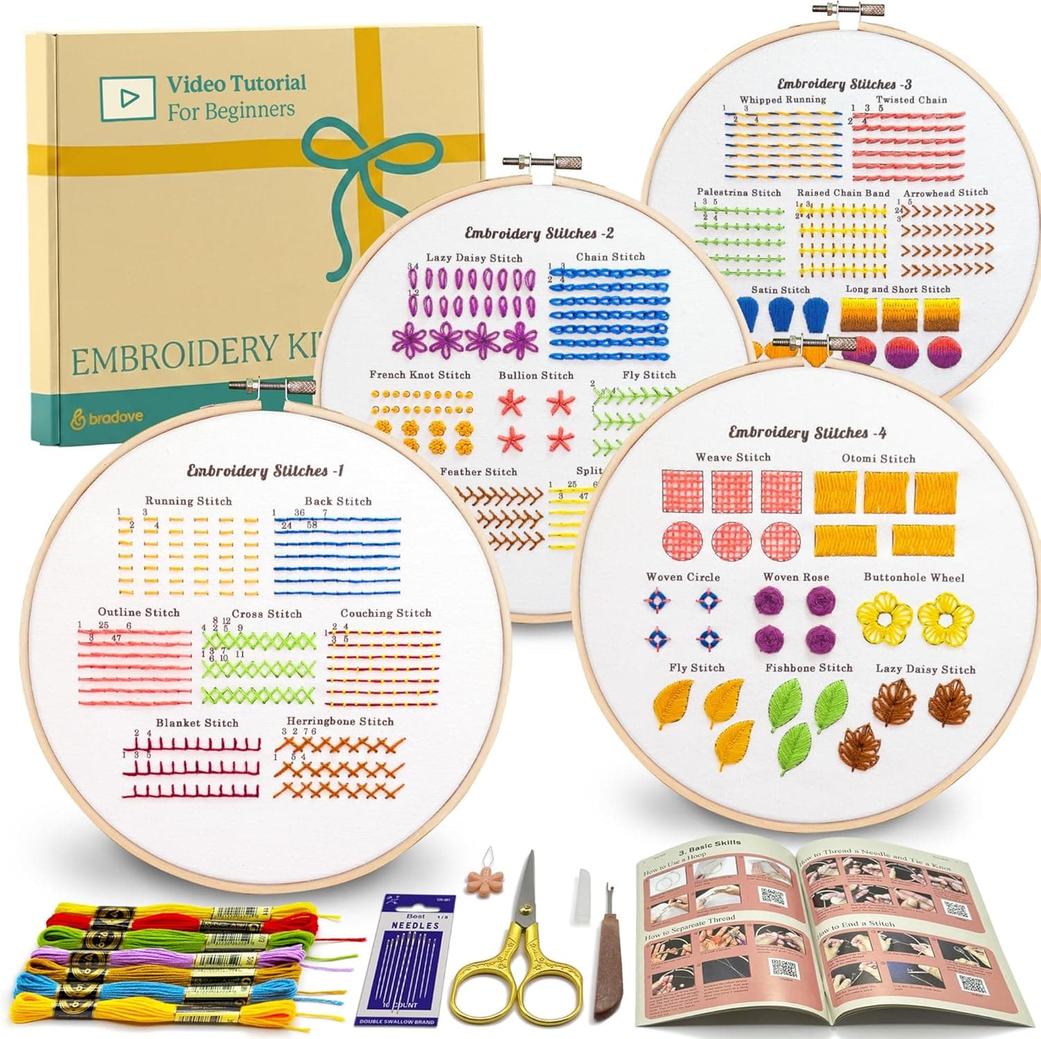 Bradove Classic Embroidery Stitches Practice Kit