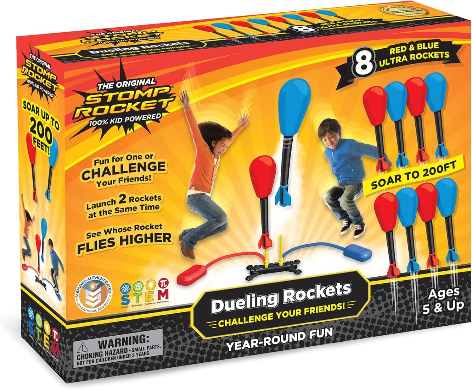 Stomp Rocket Original Dueling Rocket Launcher for Kids, 8 Rockets