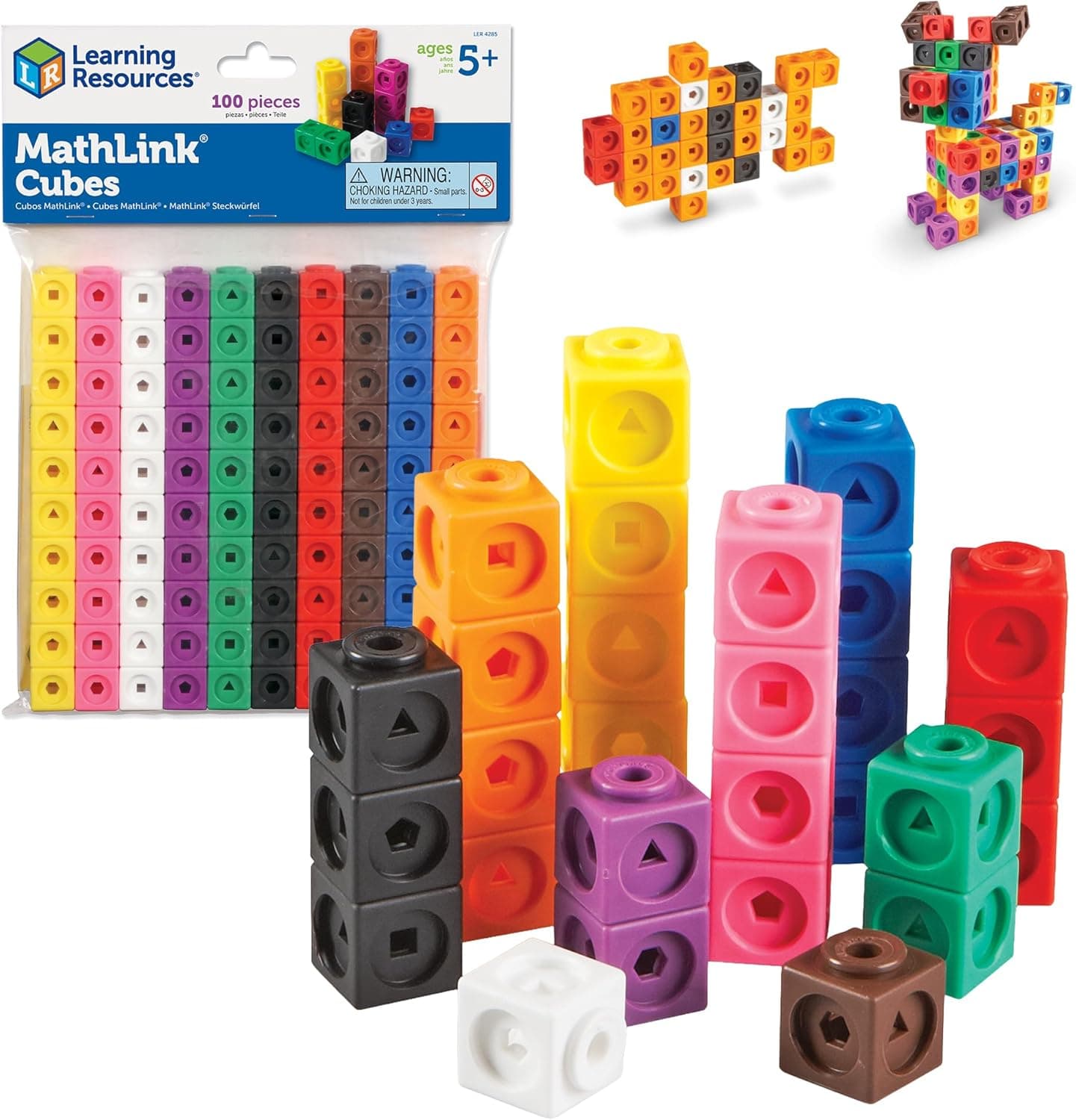 Learning Resources MathLink Cubes - Set of 100 Cubes, Ages 5+ Kindergarten, STEM Activities, Math Manipulatives, Homeschool Supplies
