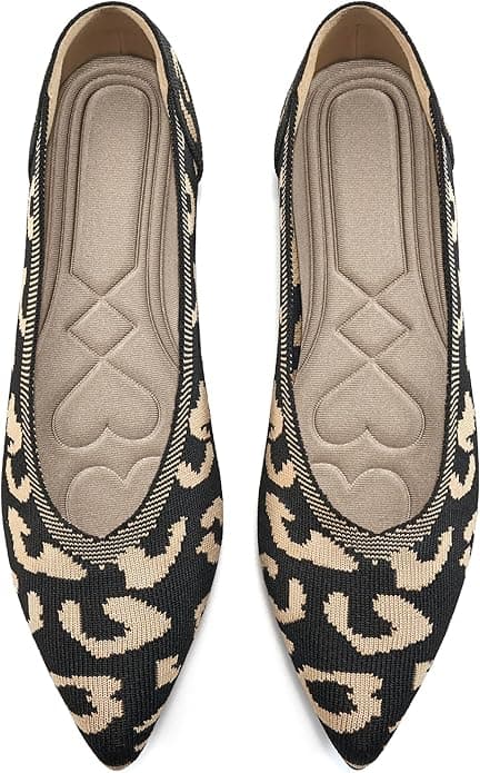 HARENCE Women's Knit Ballet Flats – Soft & Breathable Everyday Flats