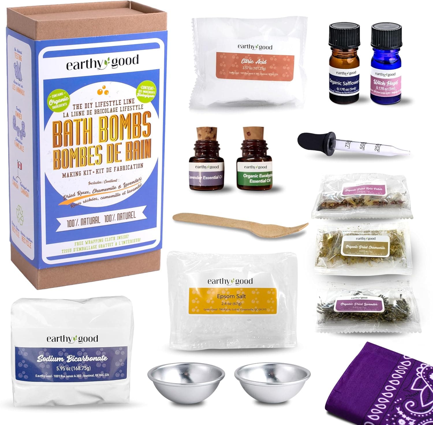 Earthy Good DIY Bath Bomb Kit With Organic Ingredients 100% Natural