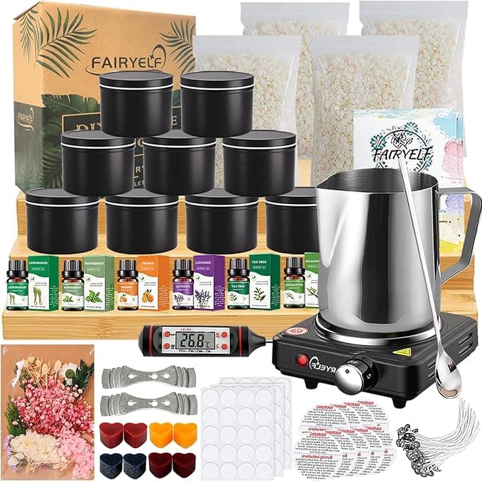 FAIRYELF Candle Making Kit for Adults with Soy Wax & Wax Melter