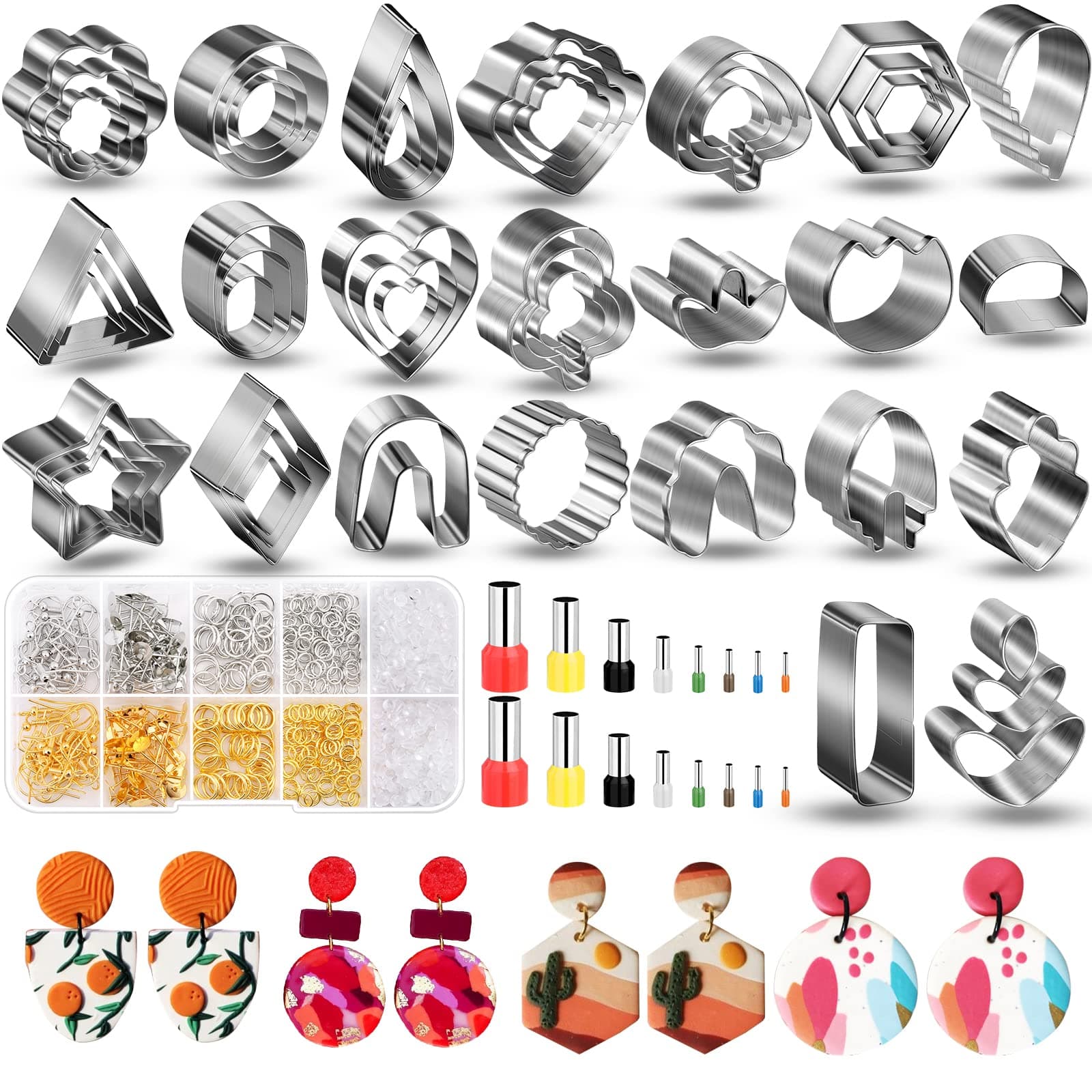 Polymer Clay Cutters for Earrings Making, 705 PCS Set with 49 Shapes