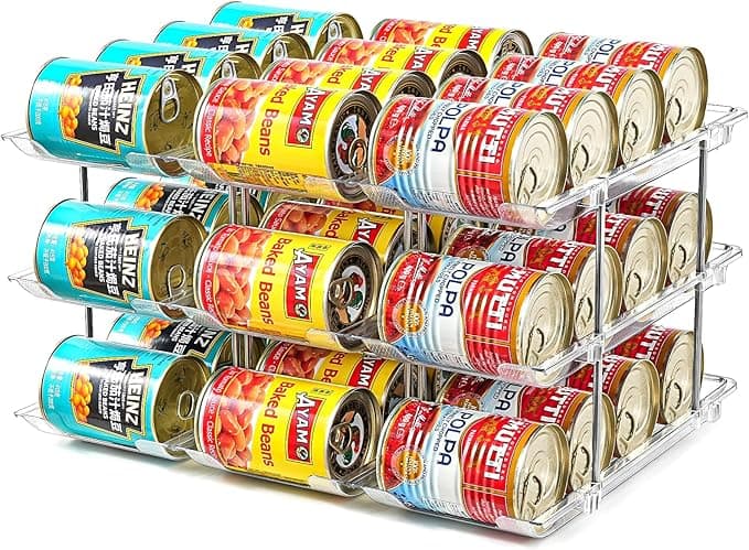 Can Organizer for Pantry， Stacking Can Storage Organizer Pantry，Automa