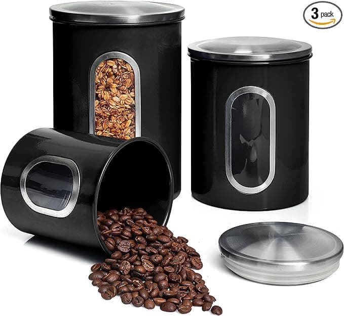 Mixpresso 3-Piece Airtight Canister Set with Window