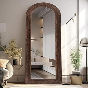 Arched Full Length Mirror with Solid Wood Frame (65×22)