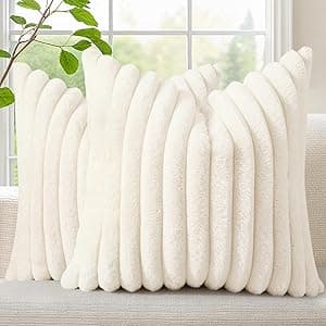 decorUhome Cozy Faux Fur Throw Pillow Covers 18x18 Set of 2