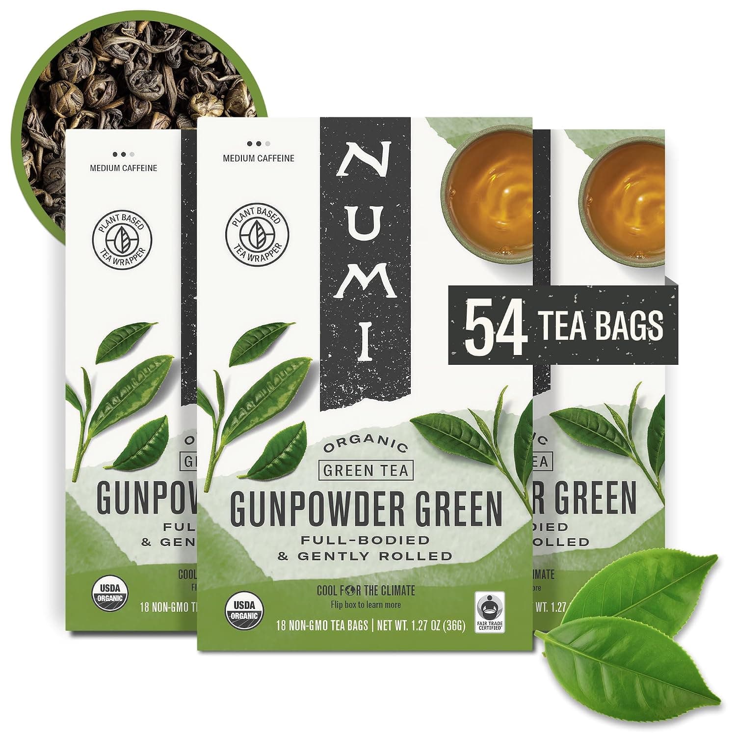 Numi Organic Gunpowder Green Tea, 54 Tea Bags
