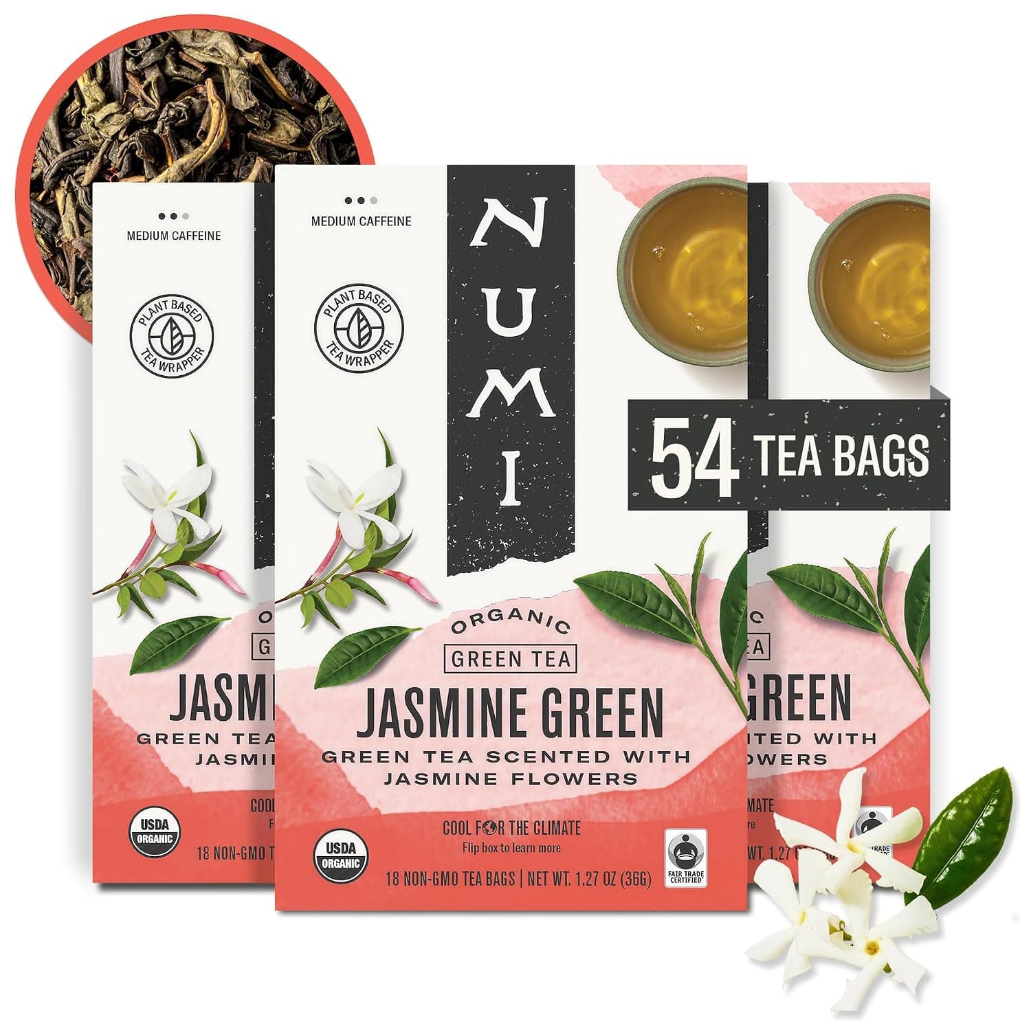 Numi Organic Green Tea with Jasmine, 54 Tea Bags