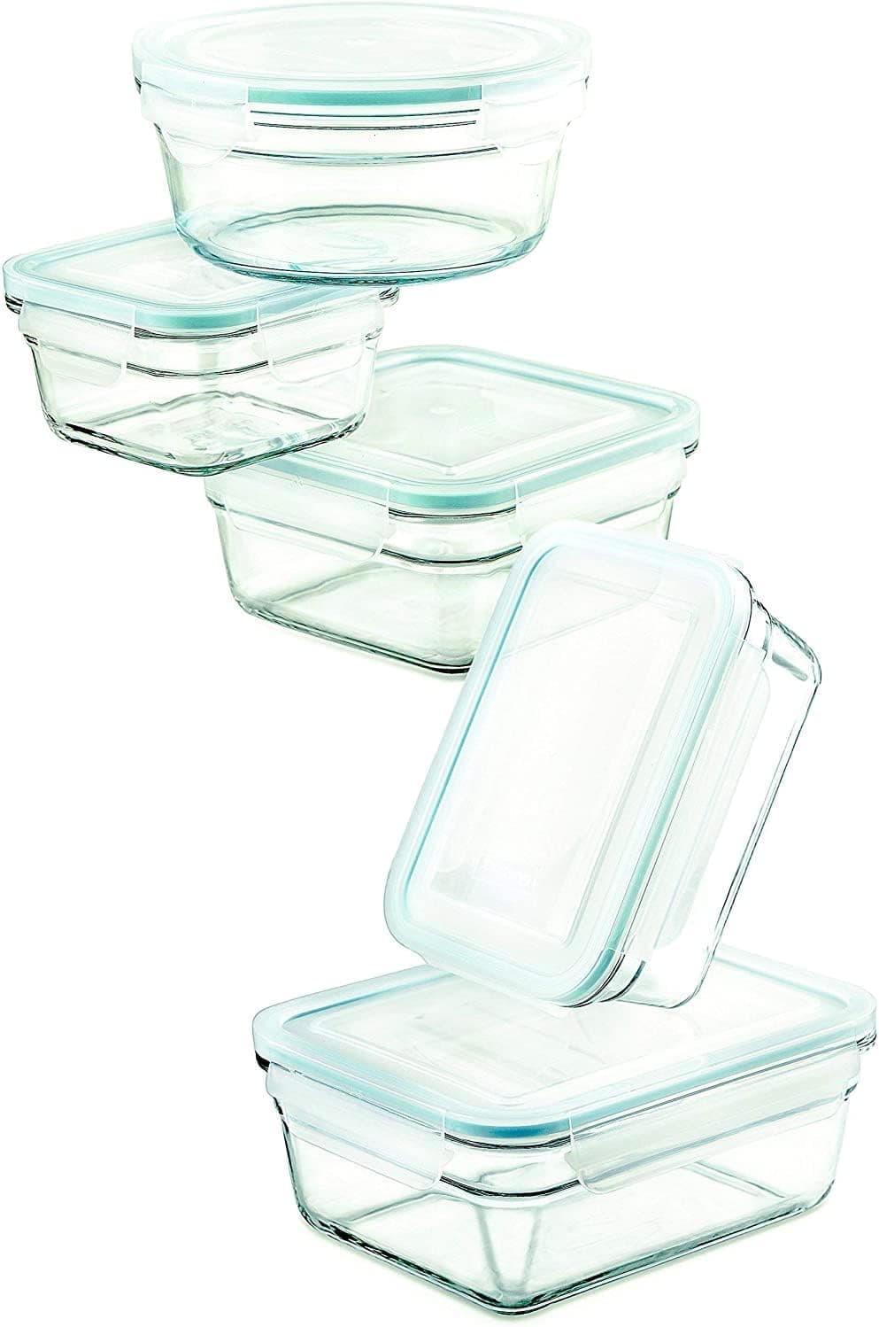 Glasslock Glass Storage Containers with Lids, 10-Piece Nesting Set