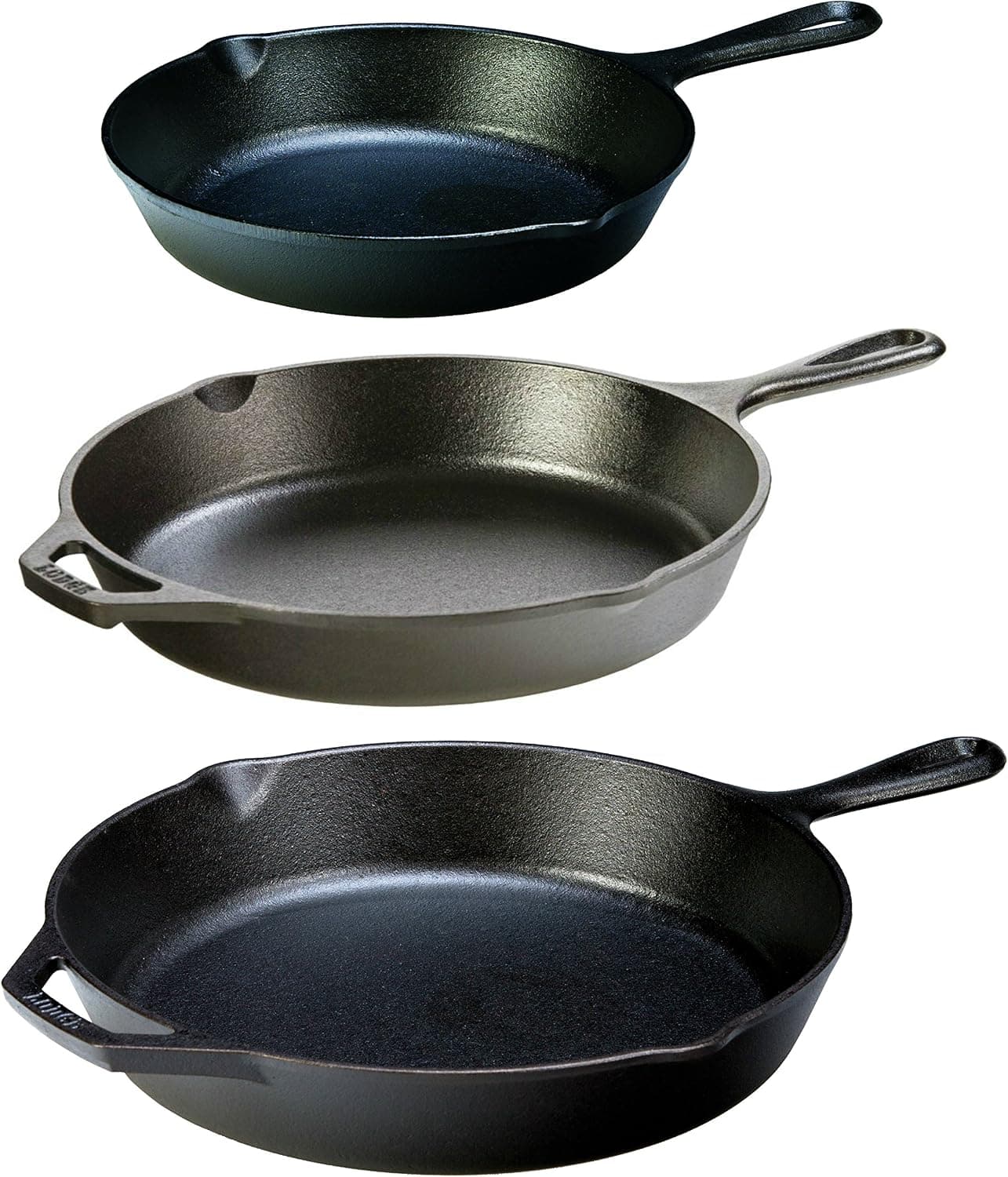 Lodge Cast Iron 3 Skillet Bundle (12, 10.25, and 8 inch)