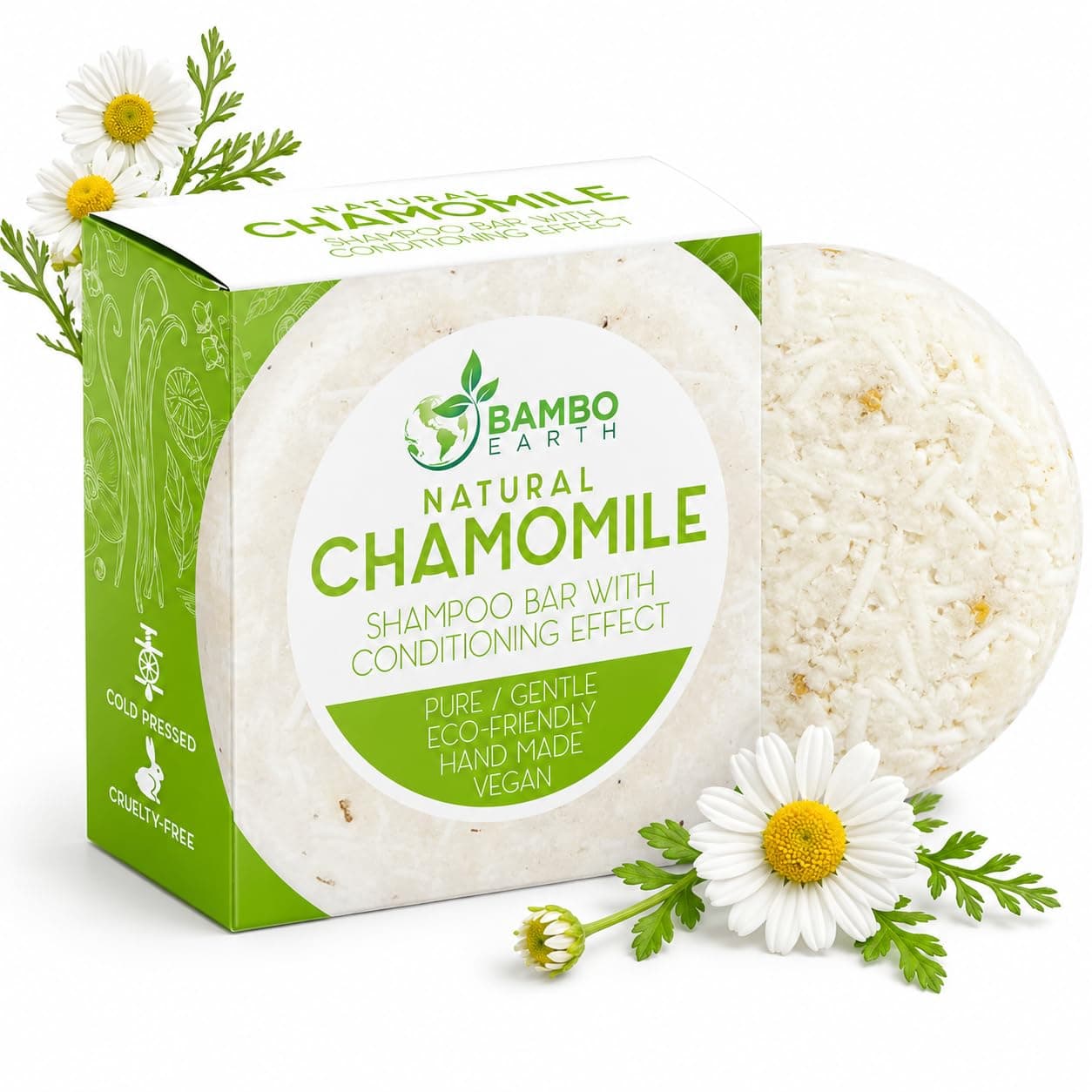 BAMBOEARTH Solid Shampoo Bar & Conditioner, Organic, Chamomile