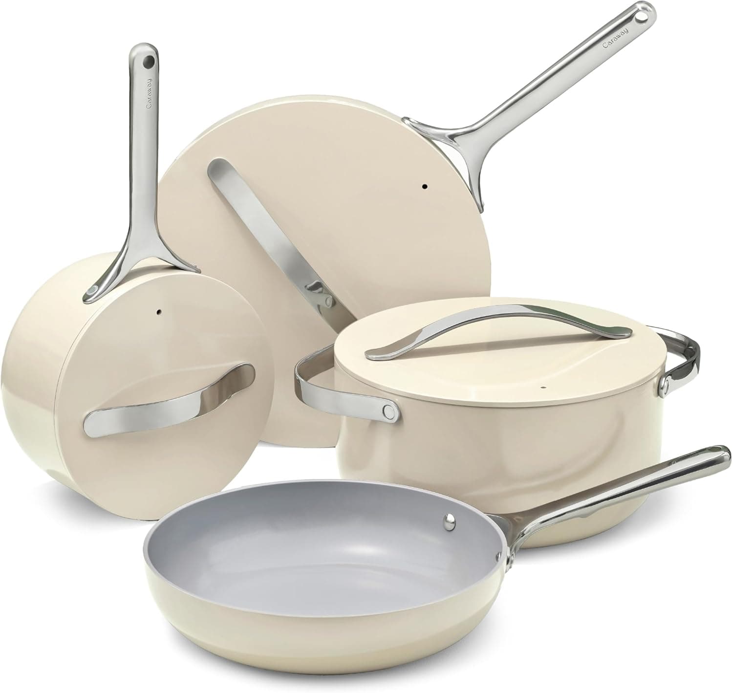Caraway Non-stick Ceramic Cookware Set, 12 Piece, Cream