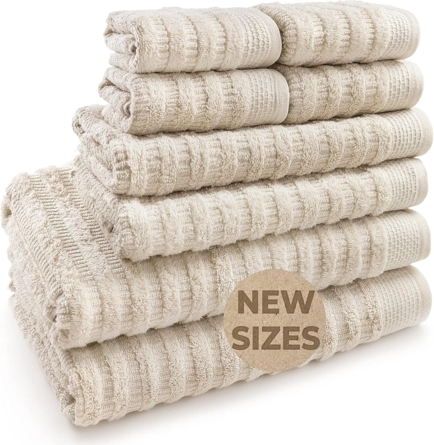 Softerry Pure Organic Cotton Bath Towel Set, 100% Cotton, 8-Piece