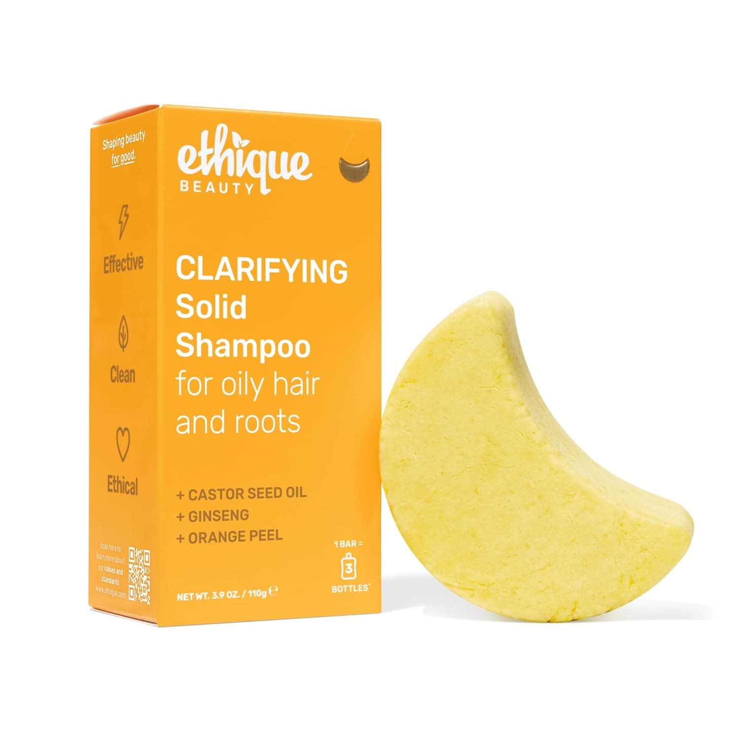 Ethique Clarifying Shampoo Bar for Oily Hair, Plastic-Free