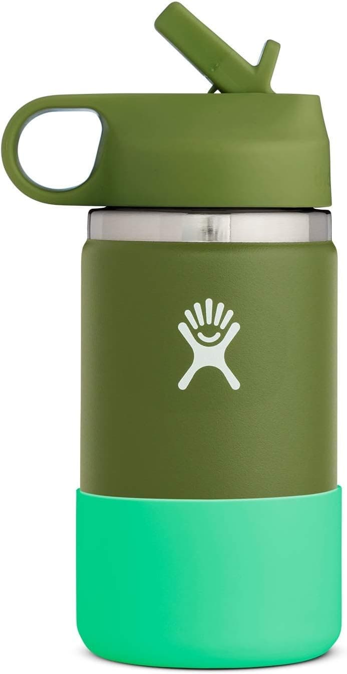 Hydro Flask 12 oz. Kids Wide Mouth Water Bottle with Straw Lid, Stainless Steel, Vacuum Insulated