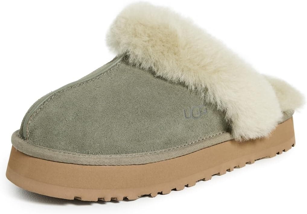 UGG Women's Disquette Slipper - Plush Sheepskin Lining, Sugarcane EVA Platform, Versatile Indoor Outdoor