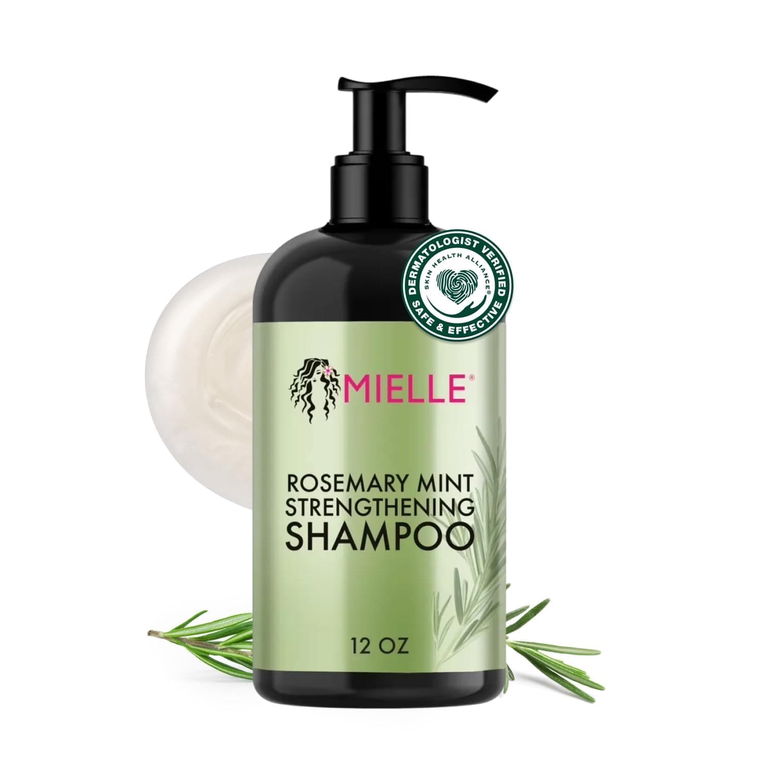 Mielle Organics Rosemary Mint Hair Strengthening Biotin Shampoo, Moisturizing Shampoo for Women and Men, 12 oz