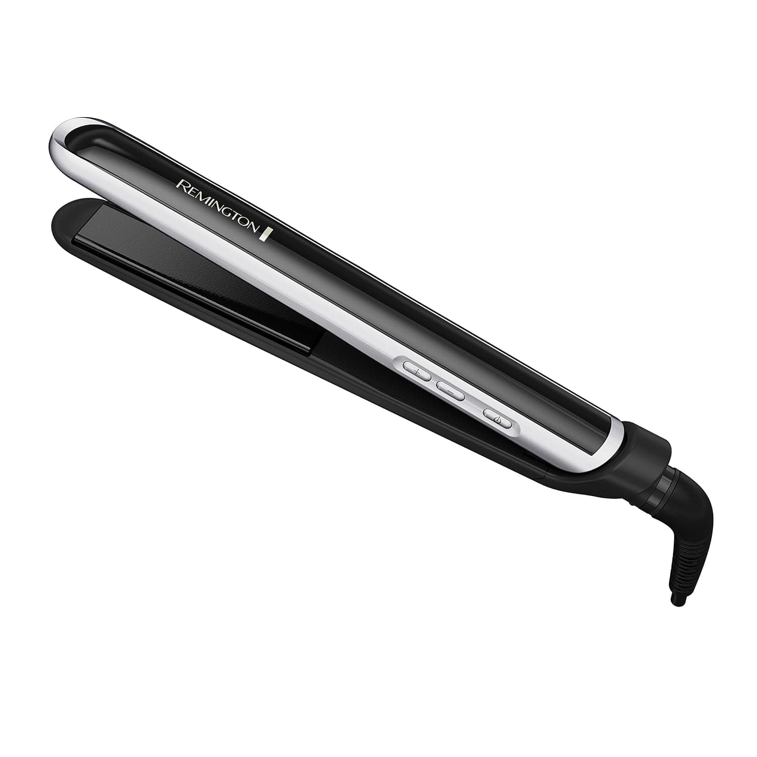 Remington S9500 Pro 1" Pearl Ceramic Flat Iron, Hair Straightener, Digital Controls + 9 Heat Settings, Black/Pink